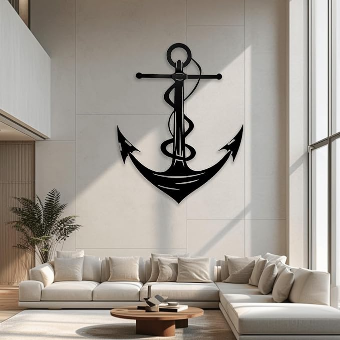 XXQ Anchor Metal Wall Decor, Anchor Metal Wall Art for Bedroom Living Room Dorm Antique Anchor Wall Decor Antique Metal Anchor Farmhouse Decor (Whhite, 12" x 19" / 31 x 47cm)