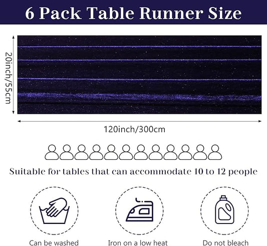 Velvet Table Runner 20 x 120 Inches 10ft Luxurious Thick Soft Velvet Christmas Thanksgiving Wedding Reception Table Runner for Party Reception Decorations(Navy Blue, 6 Pack)