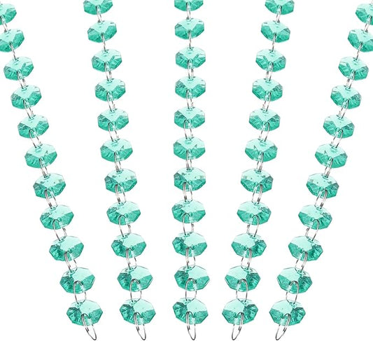 PATIKIL 14 mm Crystal Garland Strands, 98.4 Ft Acrylic Octagon Chandelier Bead Chains String for DIY Craft Wedding Party Home Decorative Jewelry Making, Blue