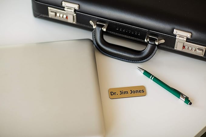 Custom Engraved Name Tag Badges – Personalized Identification with Pin or Magnetic Backing, 1.5 Inches x 3 Inches, White/Burgundy