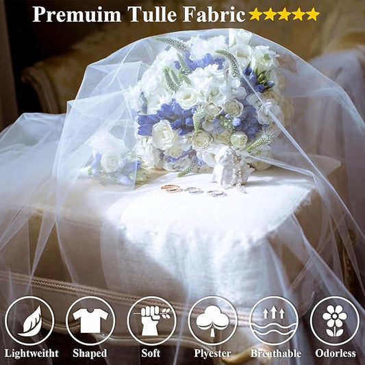 54" by 20 Yards White Tulle Fabric Rolls - Tutu Spool Bolt for DIY Wedding Decoration, Baby Shower Tutu Skirt, Gift Wrapping - Large Matte Tulle, Roll Packaging