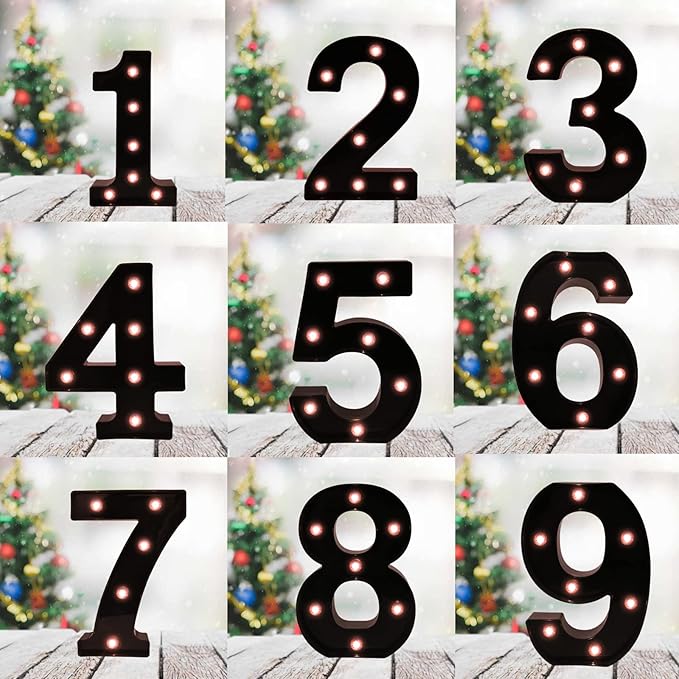 OYCBUZO Light Up Black Alphabet Marquee Number Sign LED Marquee Number Lights Sign for Night Light Home Bar Christmas Lamp Birthday Party Wedding Decoration 5