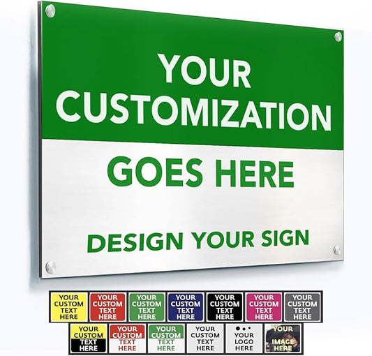 Custom Metal Signs, Personalized Aluminum, Customized Safety, Business Signs, Waterproof Outdoor, White Aluminum (Green & White, 30x24 In)