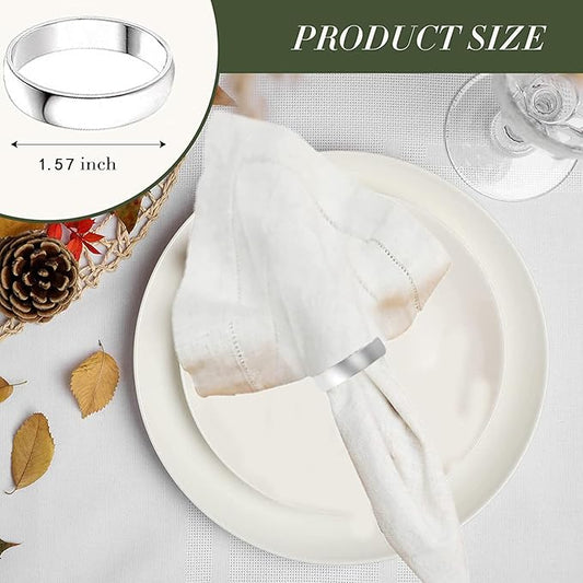 Silvery Napkin Rings-10 Pcs Stainless Steel Napkin Rings,Metal Napkin Ring for Table Settings Wedding Christmas Party Dinner Table