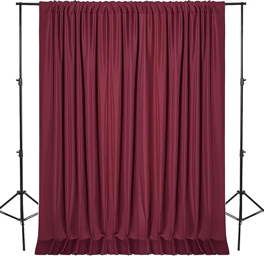 DWCN 10x8 FT Burgundy Backdrop Curtains for Parties, Photography Backdrop Drapes with Rod Pockets for Wedding Decorations Stage Birthday Family Gatherings, 2 Panels 5ft x 8ft