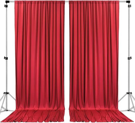 AK TRADING CO. 10 feet x 8 feet IFR Polyester Backdrop Drapes Curtains Panels with Rod Pockets - Wedding Ceremony Party Home Window Decorations - RED