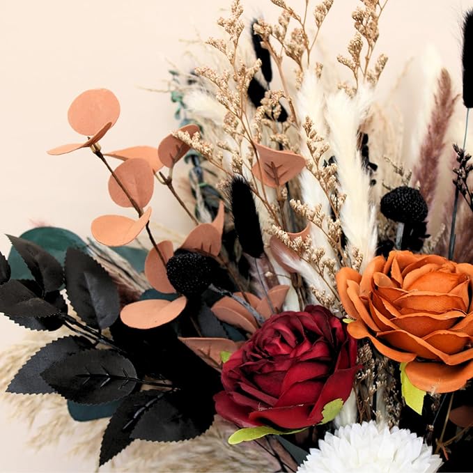 RyddeligHome Fall Flower Arrangements in Vase 100pcs, Fall Centerpieces for Tables, Coffee Dining Table Centerpiece Decor for Home, Thanksgiving Christmas Winter Decorations, Centro De Mesa De Otoño