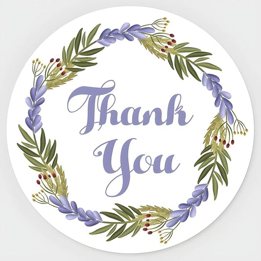 Custom Stickers for Weddings, Birthdays & Businesses - Personalized Labels with Your Logo - Waterproof, Fade and Heat Resistant - Pack of 100-1000 (Wreath O, 2.5 Inch)