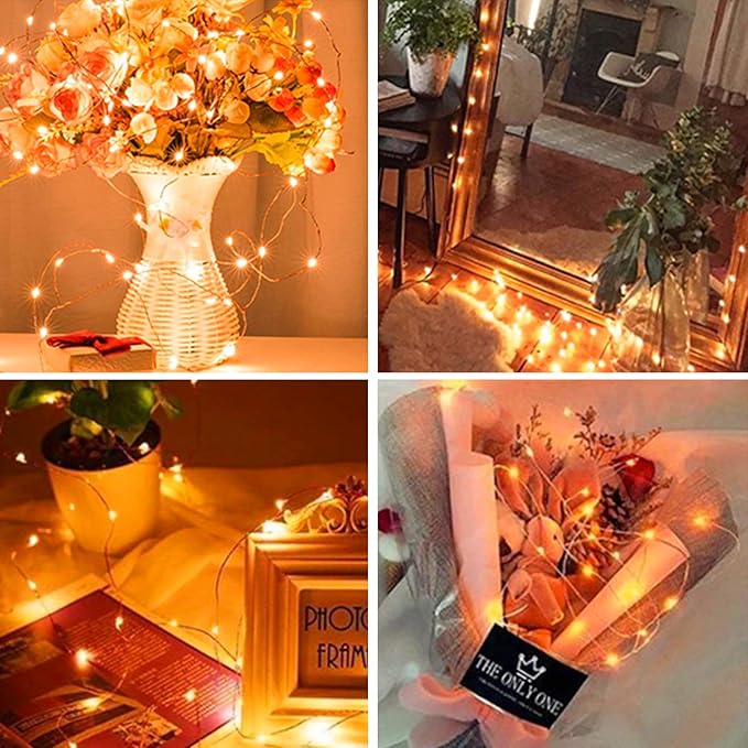 24 Pack LED Fairy Lights Battery Operated 7Ft 20Led Warm White Mini String Lights Waterproof Christmas Lights for Mason Jars Bedroom DIY Party Wedding Christmas Decor