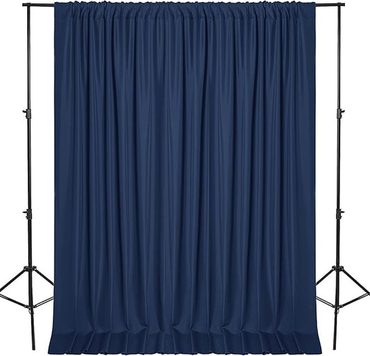 DWCN 10x8 FT Navy Blue Backdrop Curtains for Parties, Photography Backdrop Drapes with Rod Pockets for Wedding Decorations Stage Birthday Family Gatherings, 2 Panels 5ft x 8ft