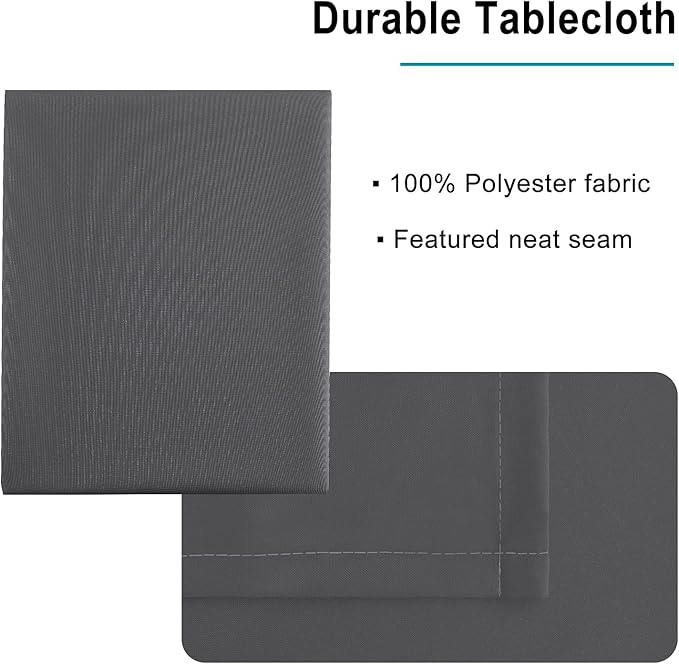 Hiasan Square Tablecloth - Waterproof and Spillproof Dining Room Washable Polyester Table Cloth for Dining Room, 30 x 30 Inch, Grey