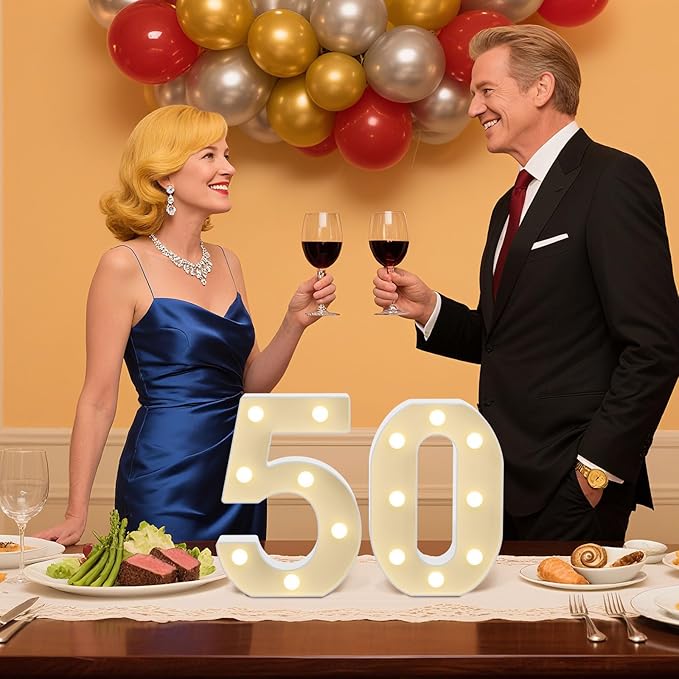 LED Marquee Light Up Numbers Sign - Lighted Birthday Numbers Sign for 40th Birthday Party Decoration, Bar Wall, Home, Table Room, Wedding and Christmas Decorations, Number 40