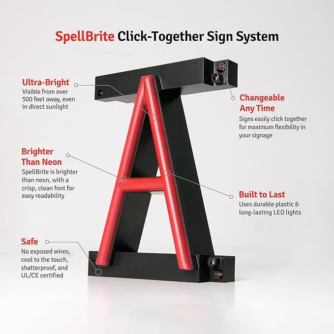 SpellBrite CRAFT BEER Sign | Beer-Related Sign with Neon Look, Red LED Light Source | 20.5" x 15.0"