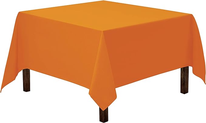 Gee Di Moda Square Tablecloth - 52 x 52 Inch Orange Table Cloth for Small Square or Round Tables - Heavy Duty Washable Fabric - for Buffet Table, Holiday Party, Dinner, Wedding & Baby Shower