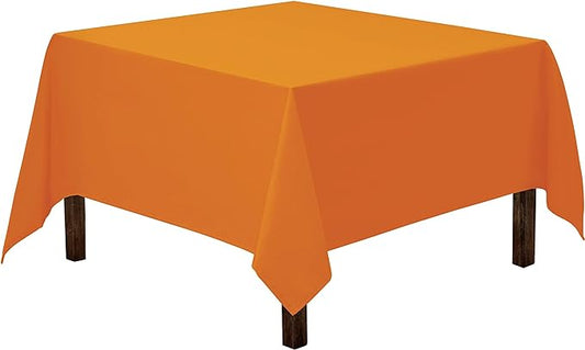 Gee Di Moda Square Tablecloth - 52 x 52 Inch Orange Table Cloth for Small Square or Round Tables - Heavy Duty Washable Fabric - for Buffet Table, Holiday Party, Dinner, Wedding & Baby Shower
