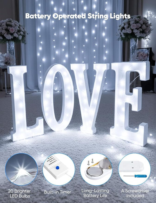Minetom 20 Pack Fairy Lights Battery Operated String Lights, 8 Modes & Timer, 7ft 20LED White Waterproof Silver Wire Twinkle Lights, Firefly Starry Moon Lights for Mason Jars DIY Christmas Wedding
