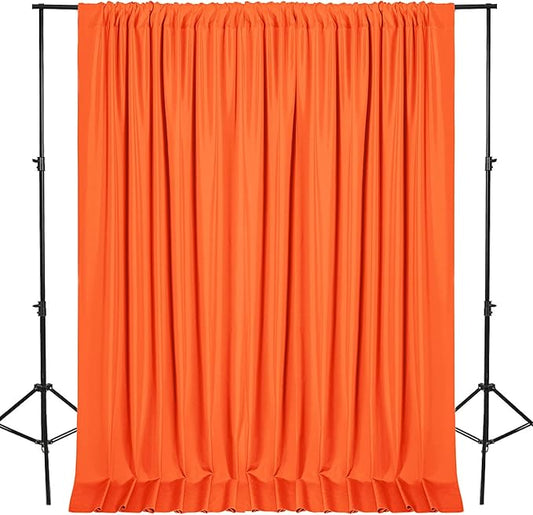 DWCN 10x8 FT Orange Backdrop Curtains for Parties, Photography Backdrop Drapes with Rod Pockets for Wedding Decorations Stage Birthday Family Gatherings, 2 Panels 5ft x 8ft