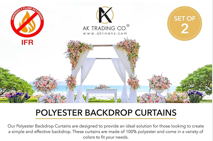 AK TRADING CO. 10 feet x 10 feet Tiffany IFR Polyester Backdrop Drapes Curtains Panels with Rod Pockets - Wedding Ceremony Party Home Window Decorations
