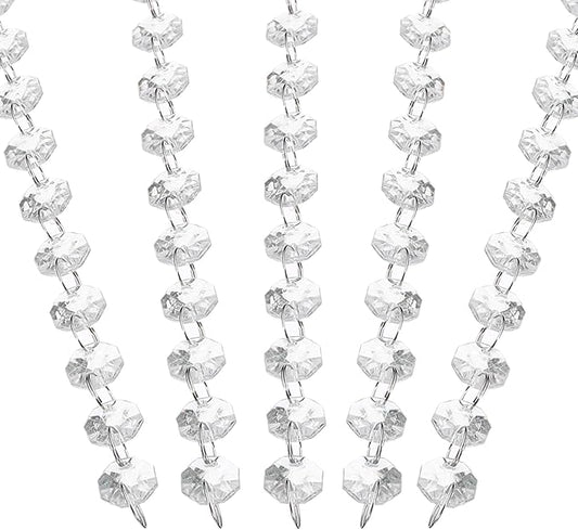 PATIKIL 14 mm Crystal Garland Strands, 98.4 Ft Acrylic Octagon Chandelier Bead Chains String for DIY Craft Wedding Party Home Decorative Jewelry Making, Clear