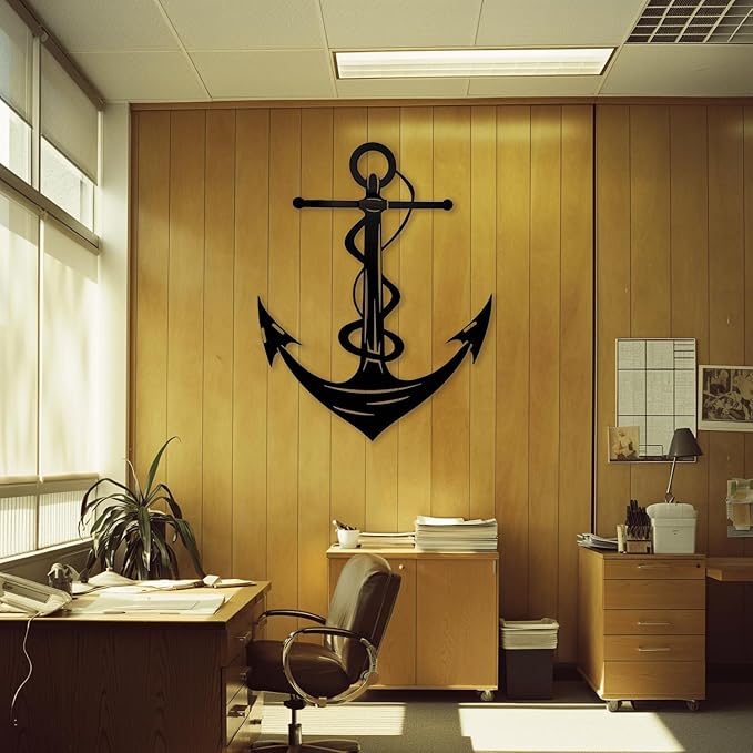 XXQ Anchor Metal Wall Decor, Anchor Metal Wall Art for Bedroom Living Room Dorm Antique Anchor Wall Decor Antique Metal Anchor Farmhouse Decor (Whhite, 32" x 48" / 81 x 121cm)
