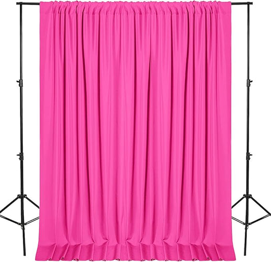 DWCN 10x10 FT Fuchsia Backdrop Curtains for Parties, Photography Backdrop Drapes with Rod Pockets for Wedding Decorations Stage Birthday Family Gatherings, 2 Panels 5ft x 10ft