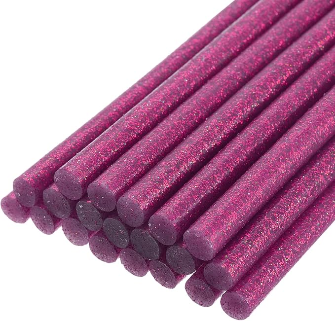 uxcell 20pcs Hot Glue Sticks for Glue Gun 11mm/0.43-inch x 4-inch Mini Hot Melt Adhesive Glue Stick Glitter Rose Red