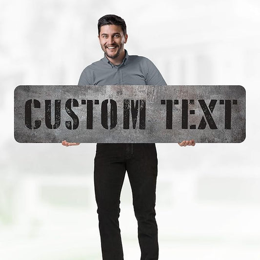 Custom Sign, Custom Street Sign, 11 Font Colors, 13 Font Styles, 4 Hole Options, 22 Sizes, 12x48 Inches, Rust Free DiBound, Fade Resistant, Made in USA by My Sign Center (Grunge Metal)