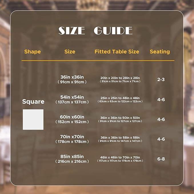 sancua Black Square Tablecloths 70x70 Inch, 2 Pack - Fabric Table Cloth for Square or Round Tables, Washable Polyester Table Cover for Outdoor Party, Birthday, Decorative Display Tables