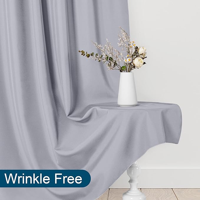 DWCN 10x8 FT Silver Gray Backdrop Curtains for Parties, Photography Backdrop Drapes with Rod Pockets for Wedding Decorations Stage Birthday Family Gatherings, 2 Panels 5ft x 8ft