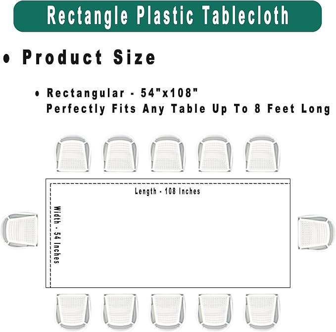 PEVA Burgundy Plastic 2 Pack Tablecloths - 54 x 108 inch Maroon Disposable Table Covers for BBQ, Birthday, Wedding Parties - Fits 8 ft Rectangle Table