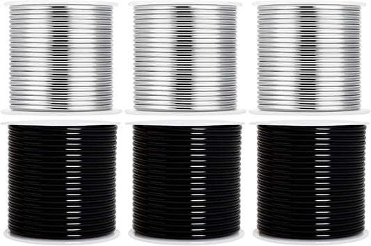 Mandala Crafts 13 Gauge Anodized Aluminum Craft Wire for Jewelry Making - 300 FT Colored Flexible Silver Black Wire - Bendable for Bonsai Armature Crafting Sculpting