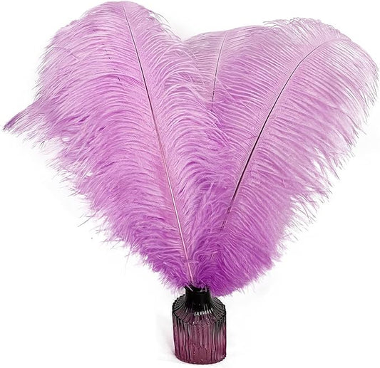 Happy Feather 16-18 inch Light Purple Ostrich Feathers Craft for Wedding Party Centerpieces Home Decoration DIY Craft Pack of 10
