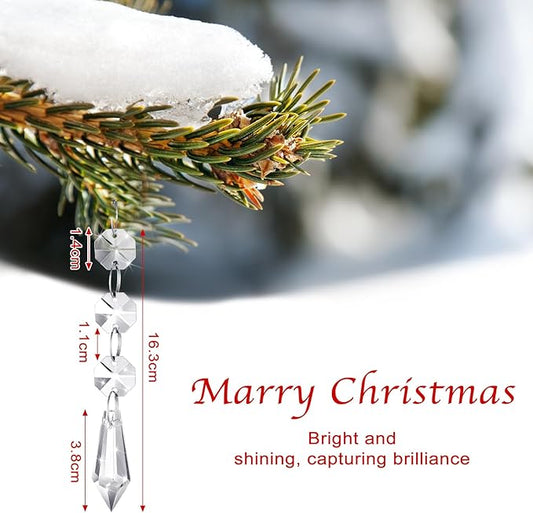 Nuenen 100 Pcs Hanging Crystals for Centerpieces Acrylic Chandelier Garland Beads Strands Prism Decorations Clear Teardrop Chandelier Crystals Pendant Wedding Home Garden Outdoor Ornaments(Icicle)