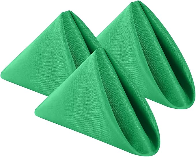 Cloth Napkins 20x20 inch Washable Polyester Dinner Napkins Soft Table Napkins for Wedding Party Dining Banquet(Emerald,12PCS)