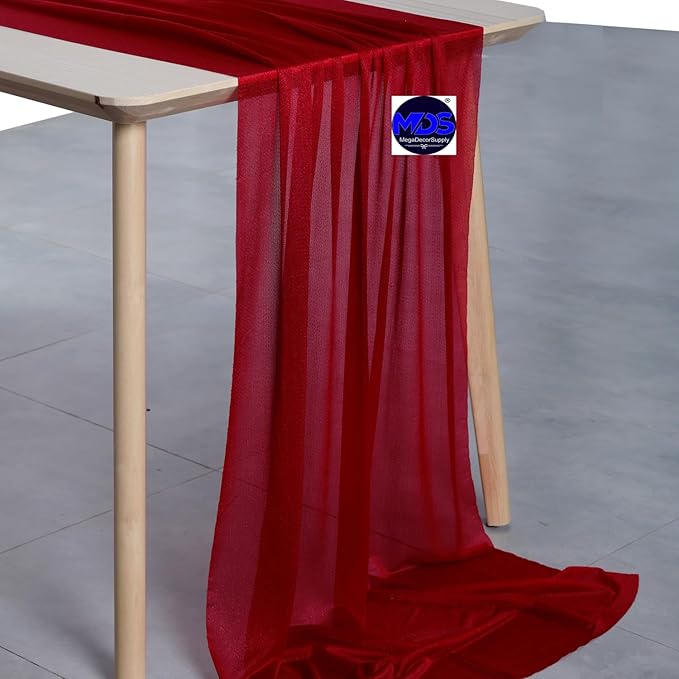 MDS Halloween Chiffon Table Runner - 20 Pack, 29 x 120 Inches, 10ft Each - Sheer Spooky Table Runners for Haunted House Parties, Trick-or-Treat Tables, Witchy Décor, Wedding & Events - Apple red