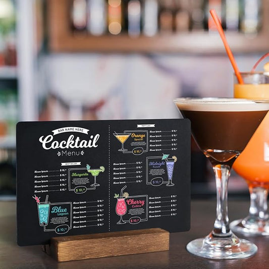 6 Pack Small Chalkboard Signs With Stand, 8x5'' Table Top With Wooden Base, Double-Sided Mini for Food Message Boards Restaurant Bar Party Store Decoration