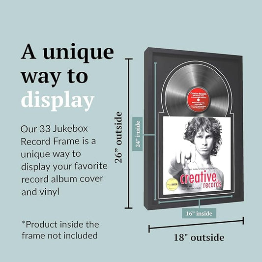 Creative Picture Frames 16" x 24" Jukebox Vinyl Frame Display with Double Matting, LP Record Album Frame for Wall Decor, Black/Black, Pack of 4