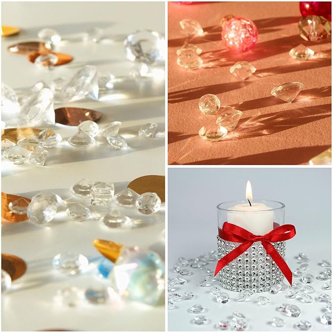 PATIKIL 14000Pcs Wedding Table Scatter Confetti Crystals 3mm Acrylic Diamonds Vase Fillers Gems for Table Centerpiece Decorations Bridal Shower Party, Pink AB