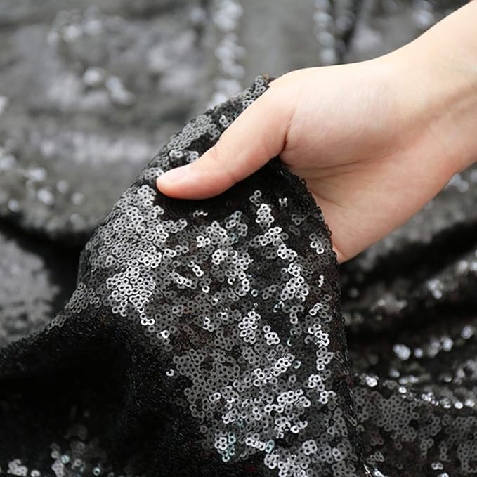 Poise3EHome Black Sequin Backdrop, 20Ft x 10Ft Glitter Photography Background Curtains for Halloween Party Wedding Birthday Christmas Thanksgiving Decoration