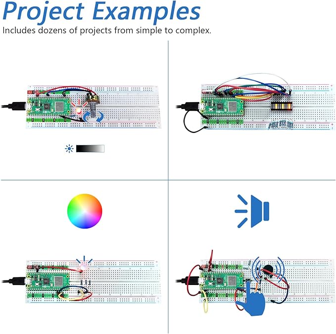 Freenove Basic Starter Kit for Raspberry Pi Pico 2 W (Included), Dual Arm Cortex-M33 and Dual Hazard3 RISC-V Microcontroller, 386-Page Detailed Tutorial, 142 Items, 55 Projects, Python C Code