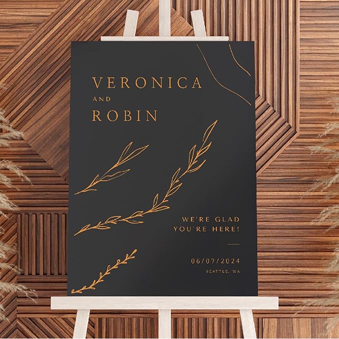 Personalized Wedding Welcome Sign, Customized Black Acrylic Sign for Wedding, 3 Optional Sizes, 29 Design Colors - Wedding Plaque for Welcome Sign, Customizable Wedding Décor