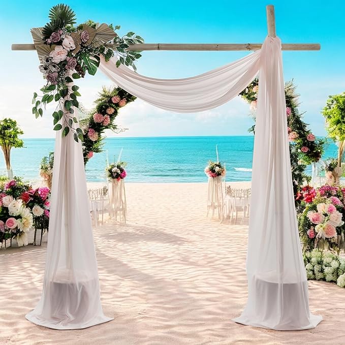 MDS Halloween Chiffon Draping Fabric - 1 Panel, 30" Wide x 75ft Long - Sheer Spooky Arbor & Canopy Drapery for Haunted House Backdrops, Party Ceilings, DIY Costumes & Themed Events - Nude