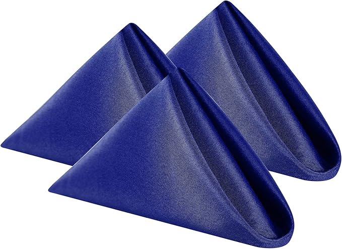 Cloth Napkins 17x17 inch Washable Polyester Dinner Napkins Soft Table Napkins for Wedding Party Dining Banquet(Royal Blue,12PCS)