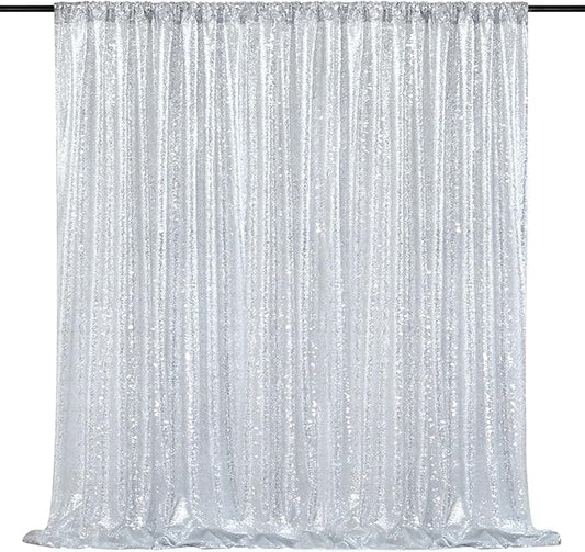 Silver Backdrop Curtains for Birthday - Glitter Party Photography Background 10ft x 10ft Wedding Christmas Home Decorations