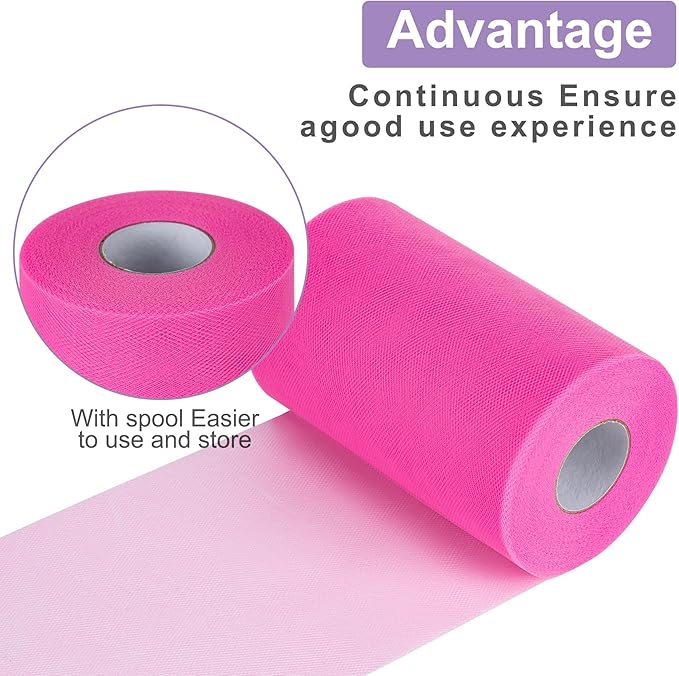 Lavender Tulle Fabric Rolls 6 Inch by 100 Yards (300 feet) Tulle Roll Spool Fabric for DIY Tutu Skirt Baby Shower Birthday Party Wedding Decorations Christmas Craft Supplies (Lavender)