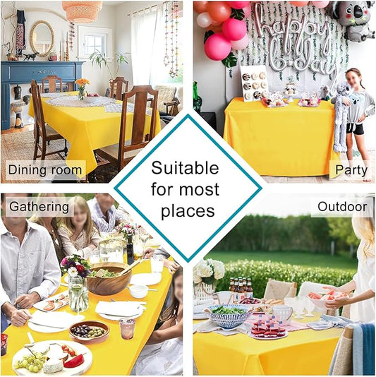 Hiasan 2 Pieces Yellow Square Tablecloth - Spillproof and Waterproof Washable Table Cloth for Dining Room Kitchen Camping, 54 x 54 Inch