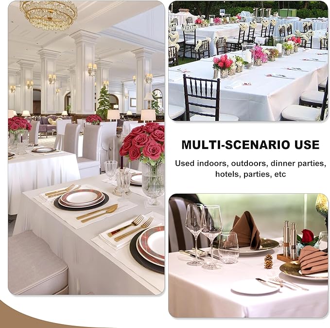 Fitable White Table Clothes for Rectangle Tables, 6 Pack - 90 x 156 Inch - Reusable and Elegant Tablecloths, Polyester Fabric Table Covers for Wedding, Party, Banquet, Formal Events