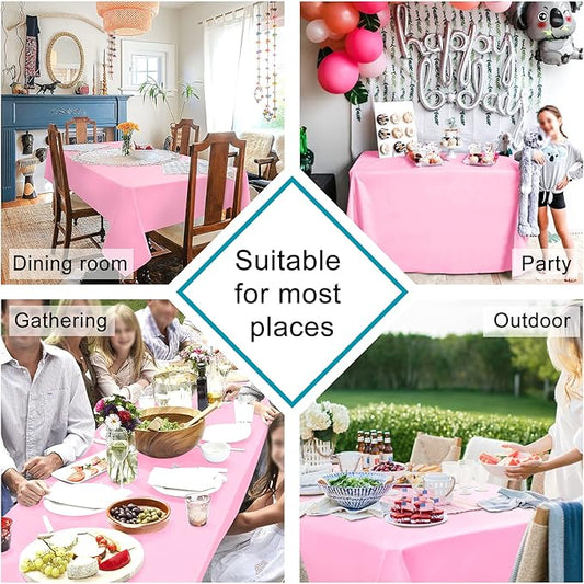 Hiasan Pink Tablecloth Rectangle - Waterproof & Spillproof and Washable Oblong Table Cloth for Dining/Party, 60 x 140 Inch