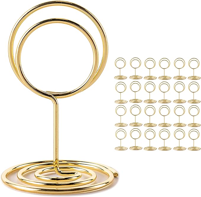 26Pcs Table Number Holders, Place Card Holders, Wire Picture Holders, Small Table Card Holders, Photo Holders for Centerpieces, Wedding Reception, Party, Birthday (Gold)