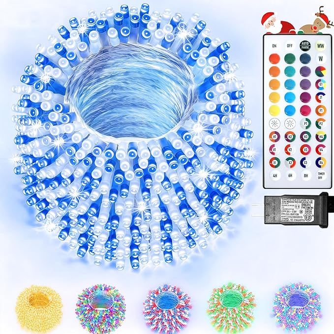300 LED Color Changing Christmas Lights, 35 Colors 98FT String Lights Halloween Decorations, Waterproof Twinkle Fairy Light Clear Wire for Bedroom Indoor Outdoor Holiday Xmas Tree Wedding Party